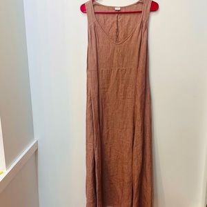 Poetry fashion V neck midi/maxi 100% linen dress size US 8/UK 12